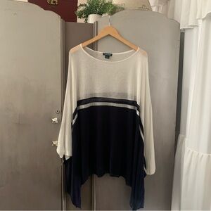 🥀Lauren Ralph Lauren Elegant Navy Blue  and White Women's Knit